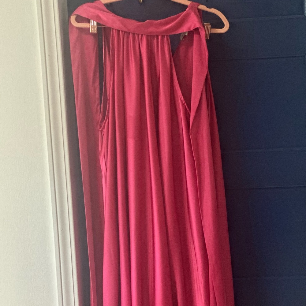 Aura Pink Maxi Pleated A-Line Dress for Cocktails
